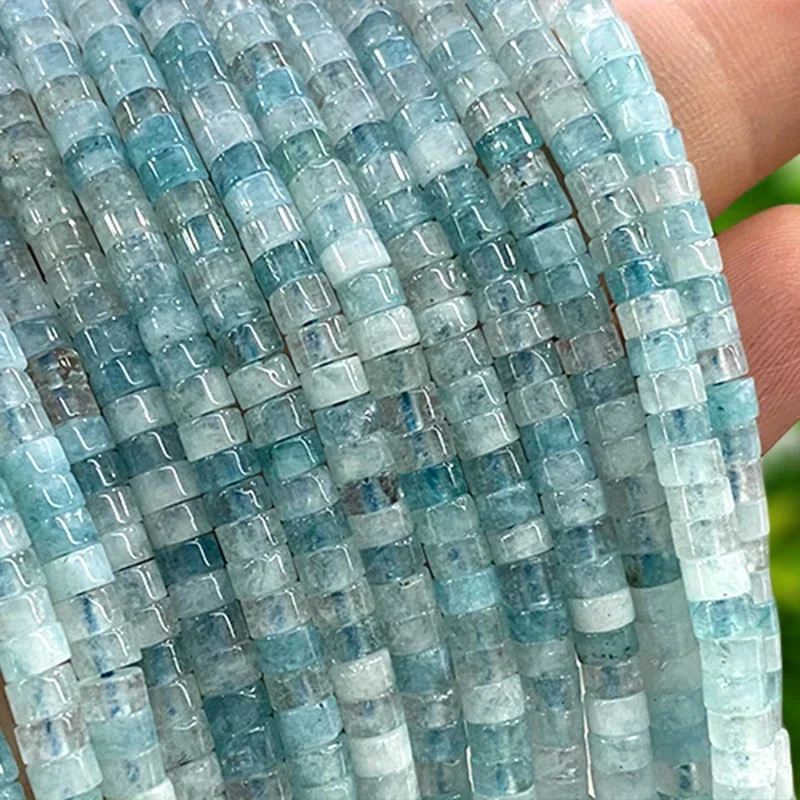 2x4MM Rondelle Natural Stone Aquamarine Chalcedony Loose Abacus Spacer Beads for Jewelry Making DIY Bracelet Charms Accessories