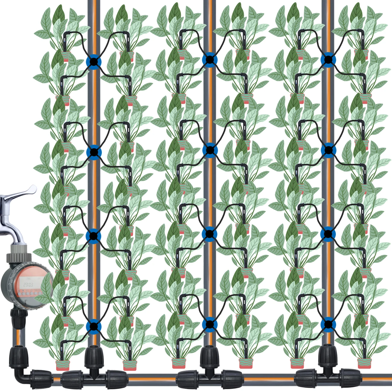 KESLA 10-100M 2L/H Pressure Compensation Emitter Arrow Watering Kits w Puncher for Agriculture Greenhouse Drip Irrigation System