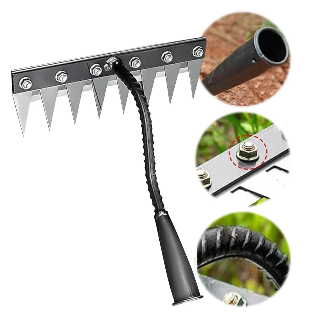 5/6/7 Tooth Carbon Steel Garden Weeding Rake Multifunctional Weeding Nail Rake