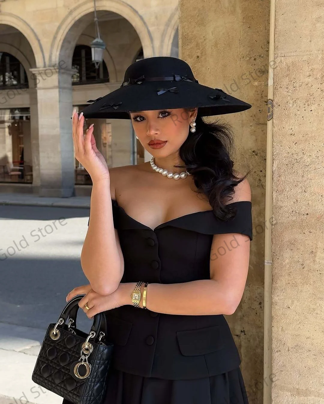 Abito da ballo nero personalizzato per donna Una linea a vita alta Abiti da Noche Elegante abito da sera formale senza maniche con spalle scoperte