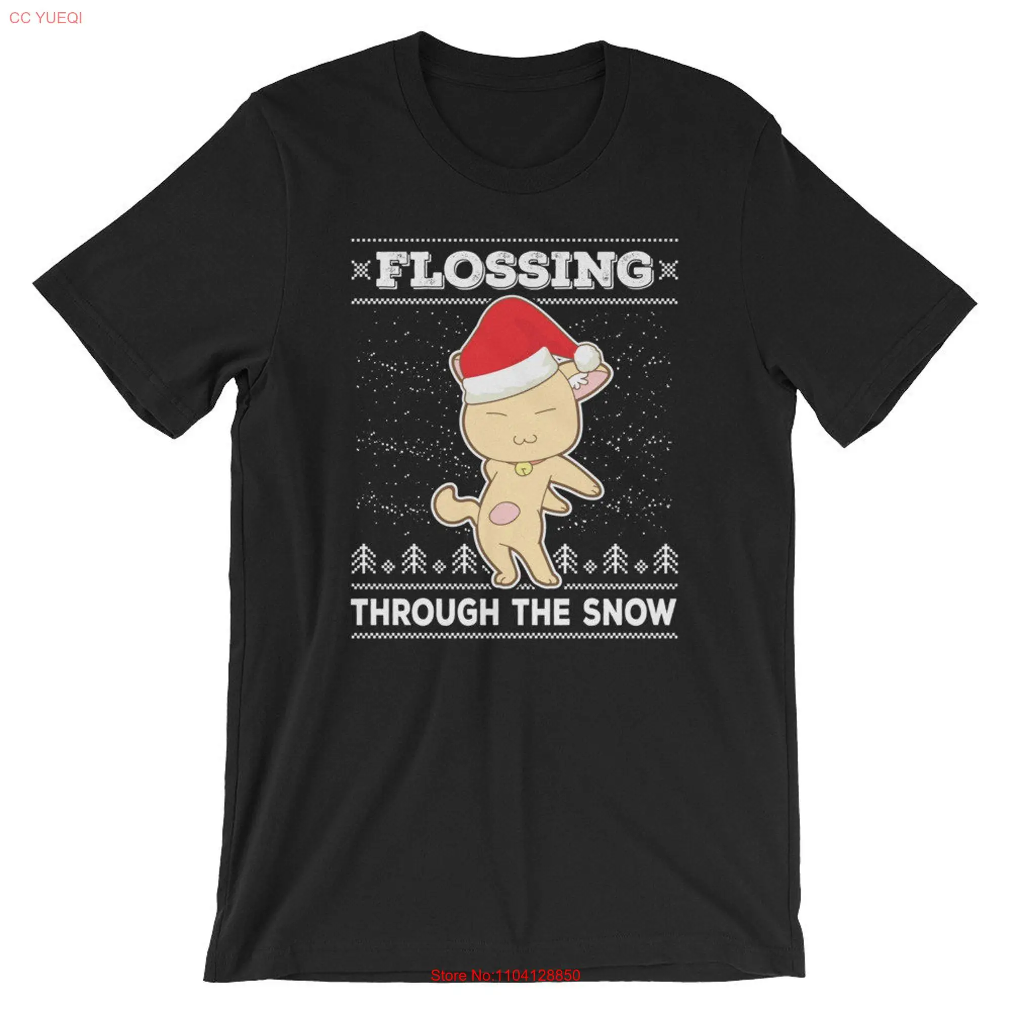 Flossing Cat T Shirt Ugly Christmas Sweater Floss Kitten With Santa Claus Hat Kids Holiday Idea long or short sleeves