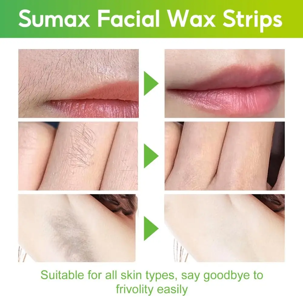72pcs 98% Natural Formula Wax Strips Removes Hair Line Hypoallergenic Facial Hair Removal Gently and Quickly