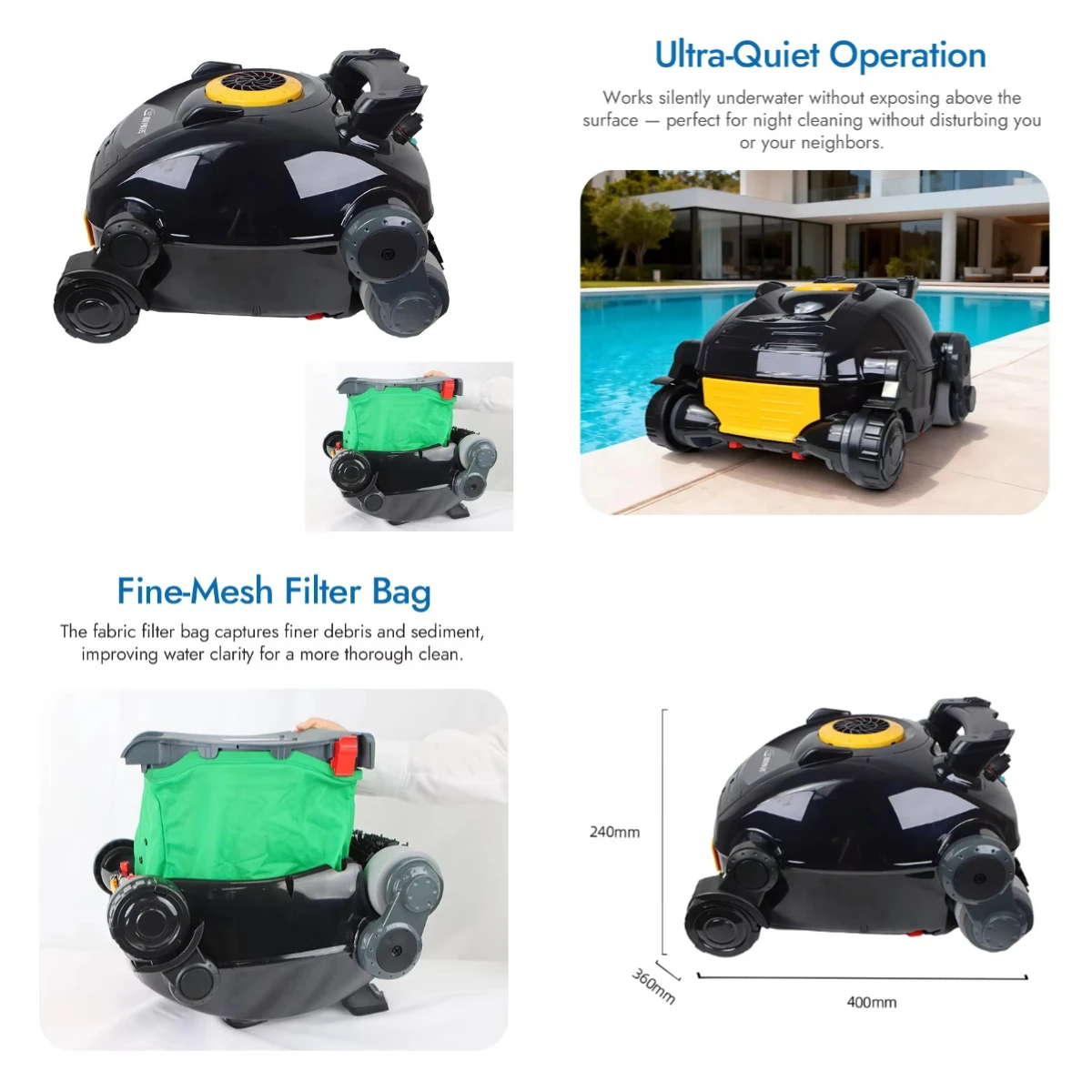 NF12 Cordless Automatic Robotic Pool Cleaner, High-Efficiency Outdoor Pool Cleaning Tool