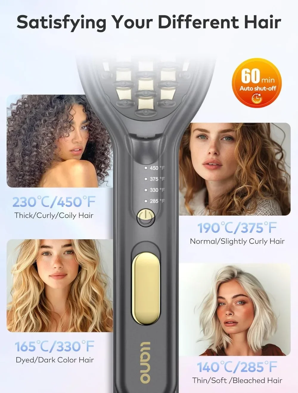 Llano Cepillo Alisador de Pelo 2 in 1 Planchas del Pelo Profesional con Iones Negativos، Calentamiento Rápido، Revestimiento Cer