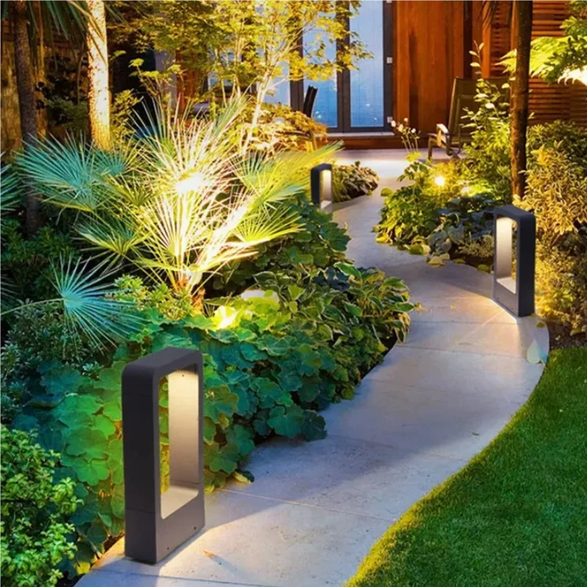 Luz LED COB impermeable para jardín, lámpara moderna de aluminio para exteriores, patio, Villa, paisaje, bolardos, color negro y gris, 15W, AC85-265V