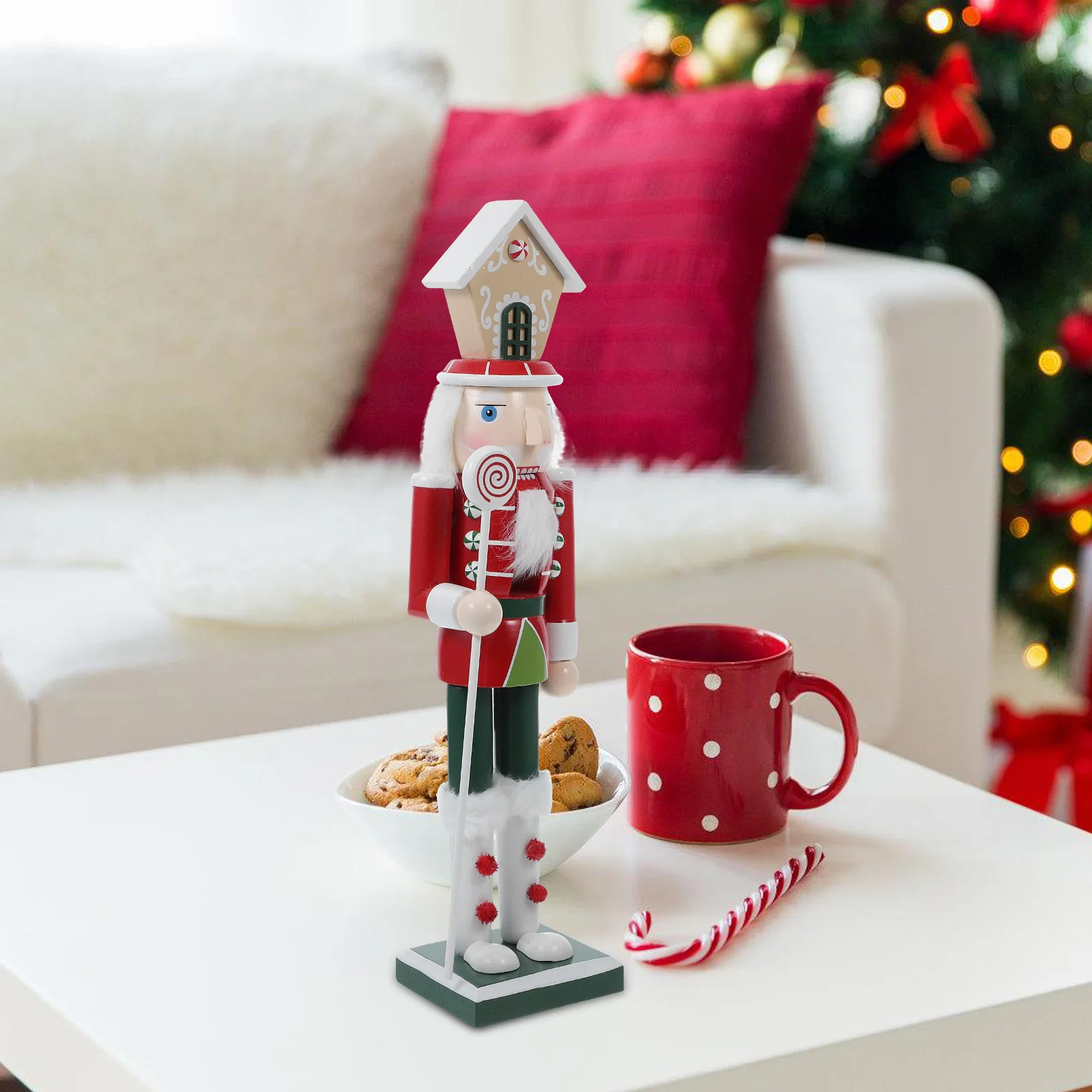 

Wooden Christmas Decoration Wood Xmas Nutcracker Handcrafted Craft Desktop Home Decor Unique Festive Traditional