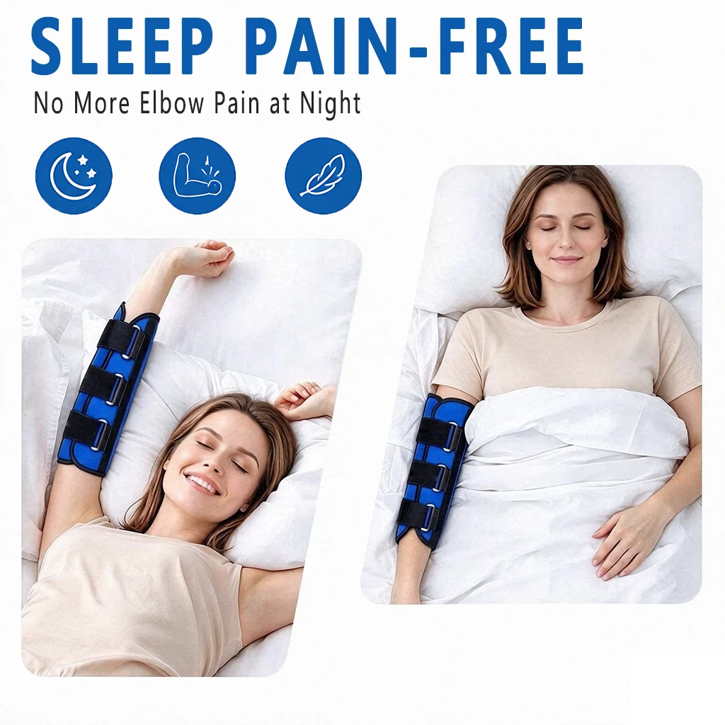 NEXFOO Adjustable Elbow Immobilizer Brace Night Splint  Arm Support Stabilizer for Elbow Fracture Injury Recovery Men Women