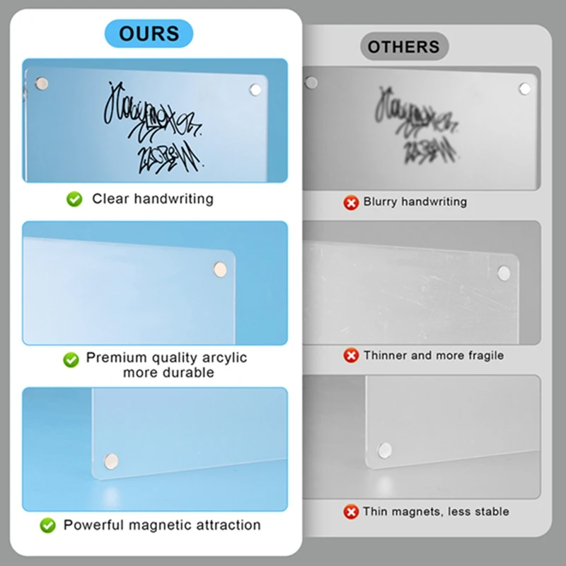 Dimensional Magnetic Transparent Acrylic Weekly Plan Notes Message Board Erasable DIY Magnetic Refrigerator Sticker