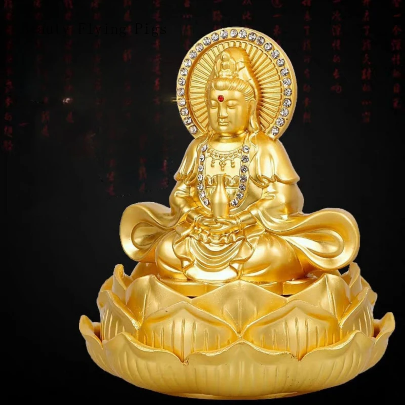 1PCS alloy lotus bottom double-sided diamond inlaid Guanyin car perfume base high-grade car accessories