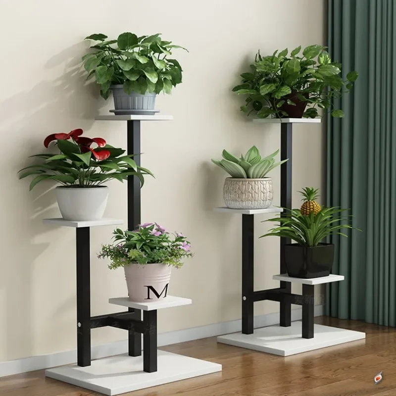 Iron Flower Stand - Multiple Flower Pot Holder, T-shape Plant Rack - Storage Shelf - Home Balcony Garden Decoration