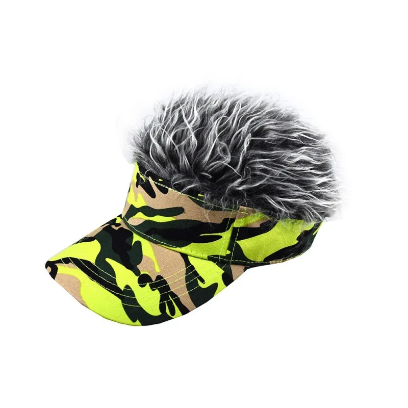 Men Adjustable Wig Baseball Caps With Spiked Fake Hair Women Camouflage Concise Sunshade Adjustable Sun Visor Hip Hop Hat