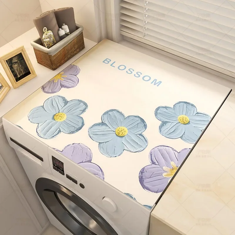 

Washing Machine Cover Pad Leather Sunscreen Waterproof Pad Minimalist Table Protection Pad Refrigerator Dust Cover Cloth 세탁기 패드