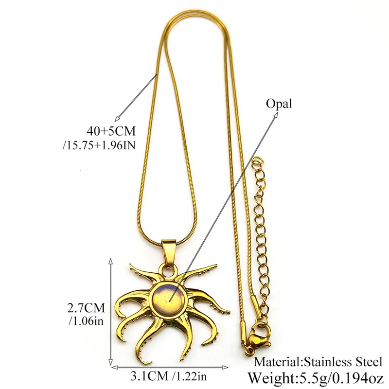رائعتين الأخطبوط البحر سلسلة للنساء الرجال الفولاذ المقاوم للصدأ الذهب اللون المحيط الحيوان الهيب هوب الشباب قلادة قلادة مجوهرات هدايا