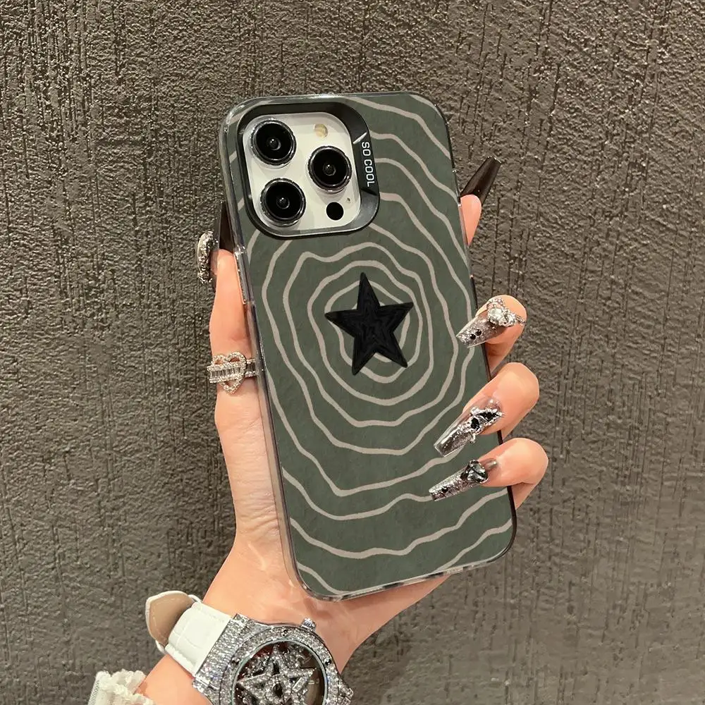 

Star spiral curve phone case for iPhone 16 15 14 13 12 11 Pro/ Max/Plus shock-proof rear cover anti-fingerprint