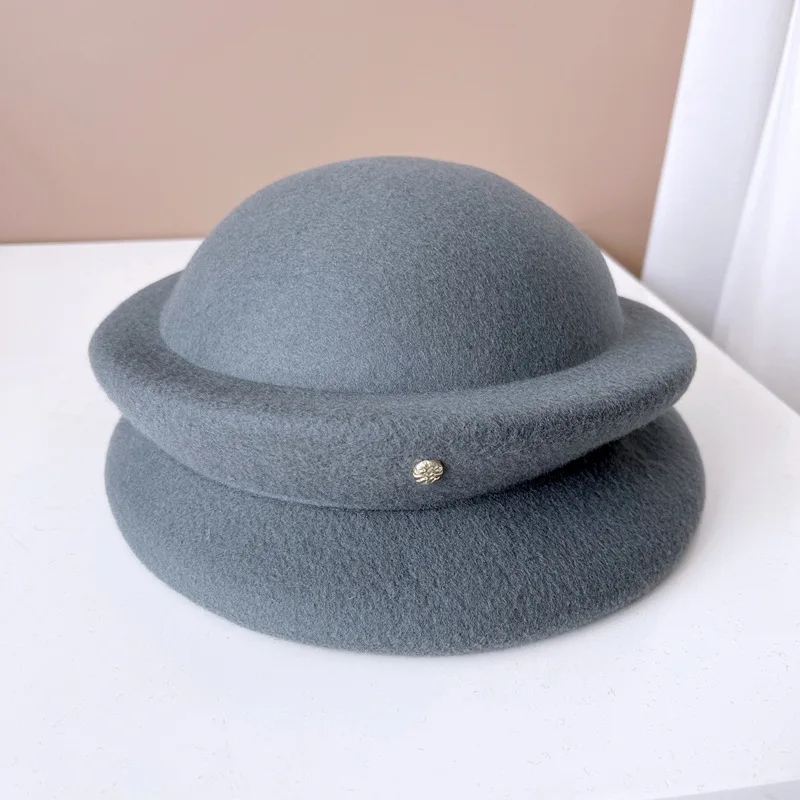 Boutique Australian wool beret High quality handcrafted three-mold Painter\'s hat Elegant fashion ladies dinner top hat