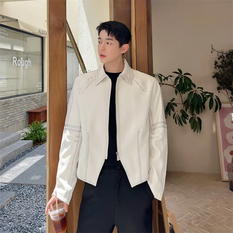 

Мужская куртка-бомбер Korean Ort Jaet, белая, с индивидуальным дизайном, молодежная, трендовая, приталенная, на молнии, повседневная