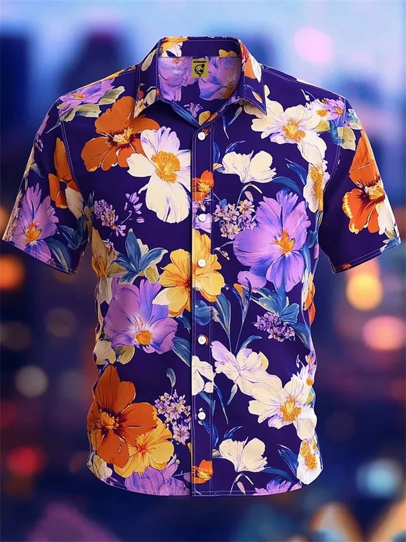 

Summer 3D Floral Graphic Shirts Hawaiian Men's Top Breathable Fashion Clothing Beach Vacation Men's Short Sleeved Outdoor Wear