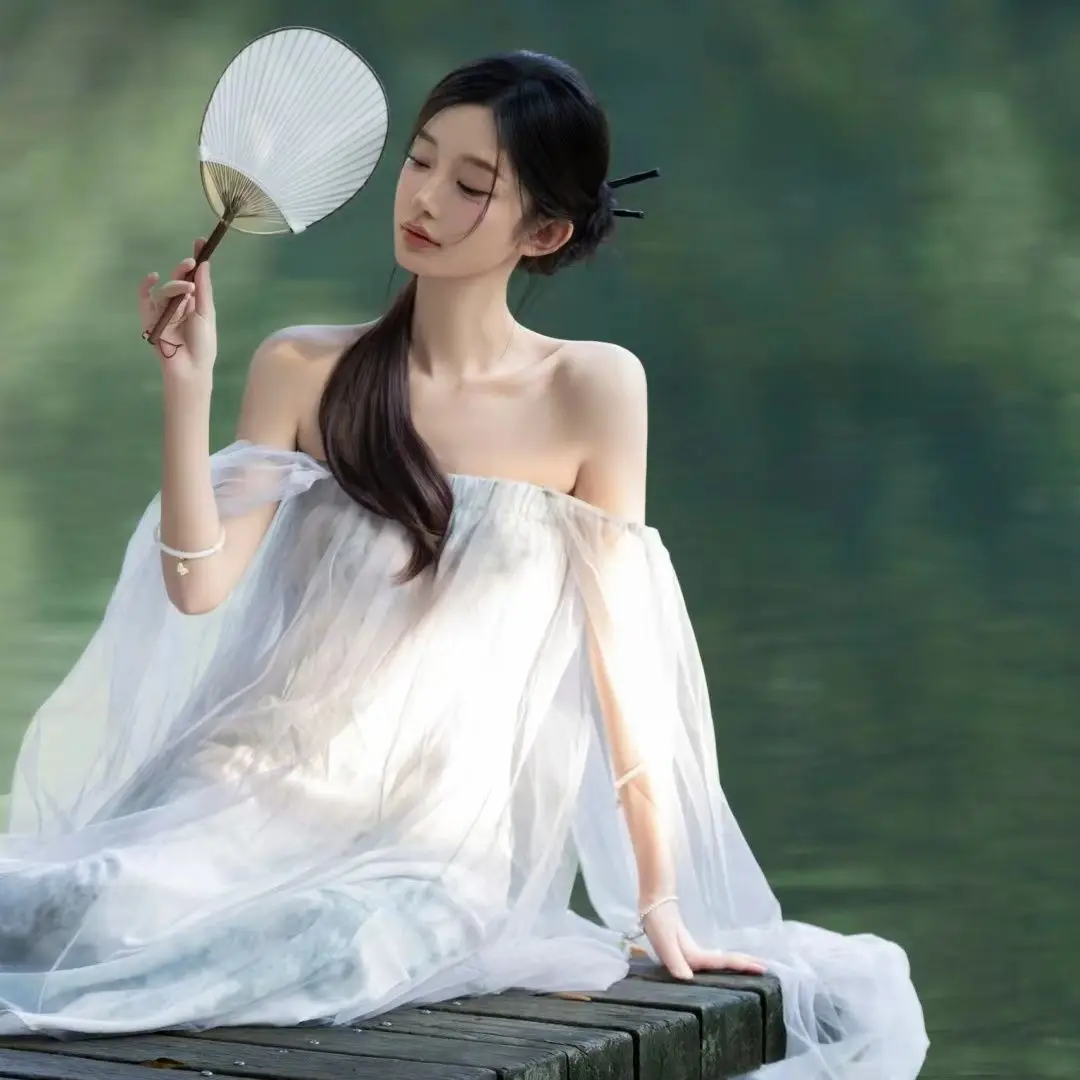 Bridal Style Maternity Hanfu Dress - Stretchable Wrap Gown for Pregnancy Photos Elegant Bustier Dress Photoshoot Outfit