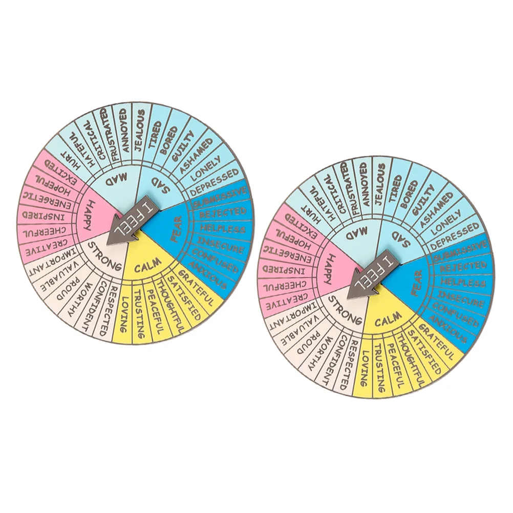 2 Pcs Emotion Wheel Badge Turntables Emotions Feeling Metal Decor European and American Feelings Alloy Decoration