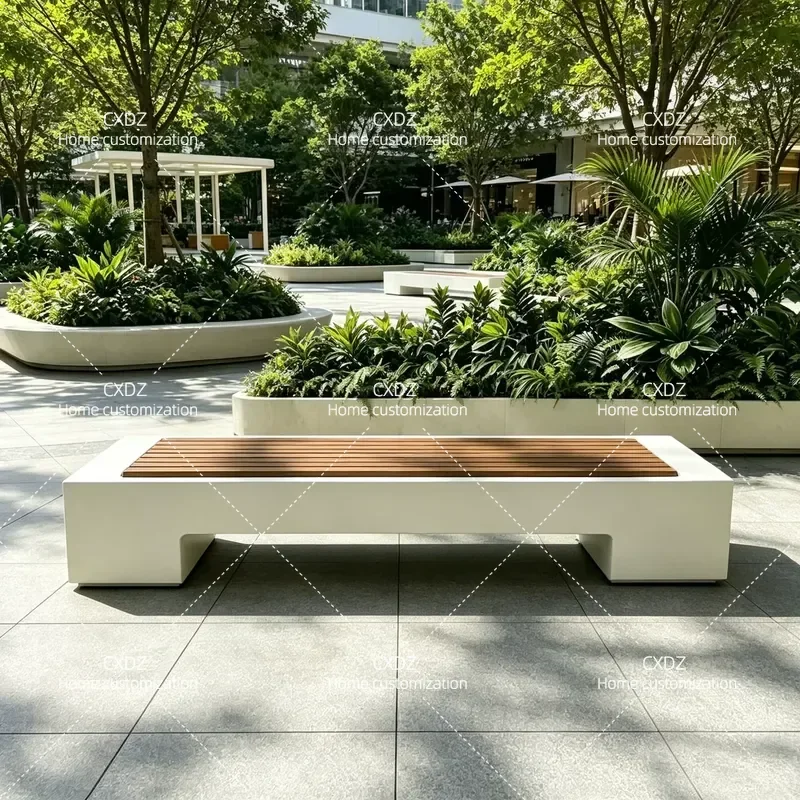 Park Outdoor Rectangular Resting Stool Indoor Shopping Mall Corridor Wrought Iron Reception Bench Door Simple Sitting Stool