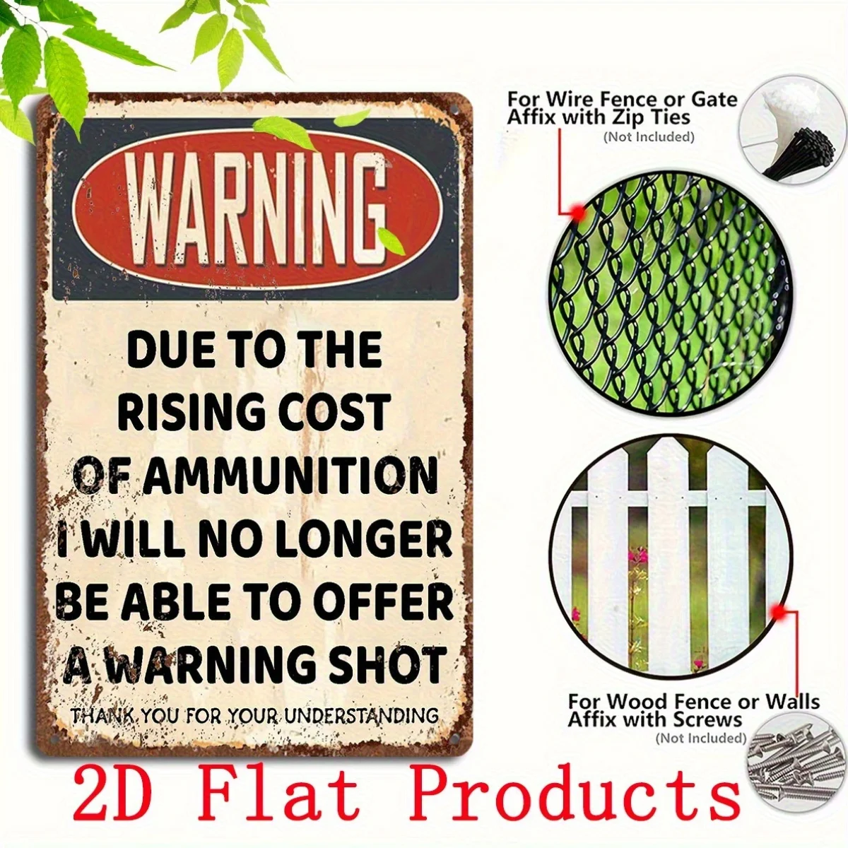 Vintage Shooting Warning Retro Aluminum Tin Sign, 2D Flat Ammo Cost Joke Wall Art for Gun Store & Man Cave Home Decor