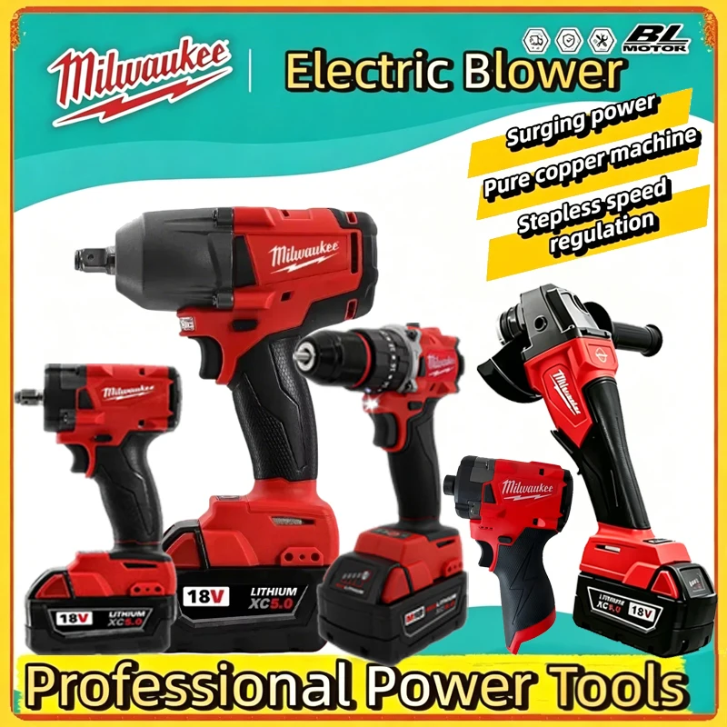 Milwaukee Brushless Cordless Power Tool Kit Impact Wrench Hammer Drill Angle Grinder Circular Saw For 12 18V Battery