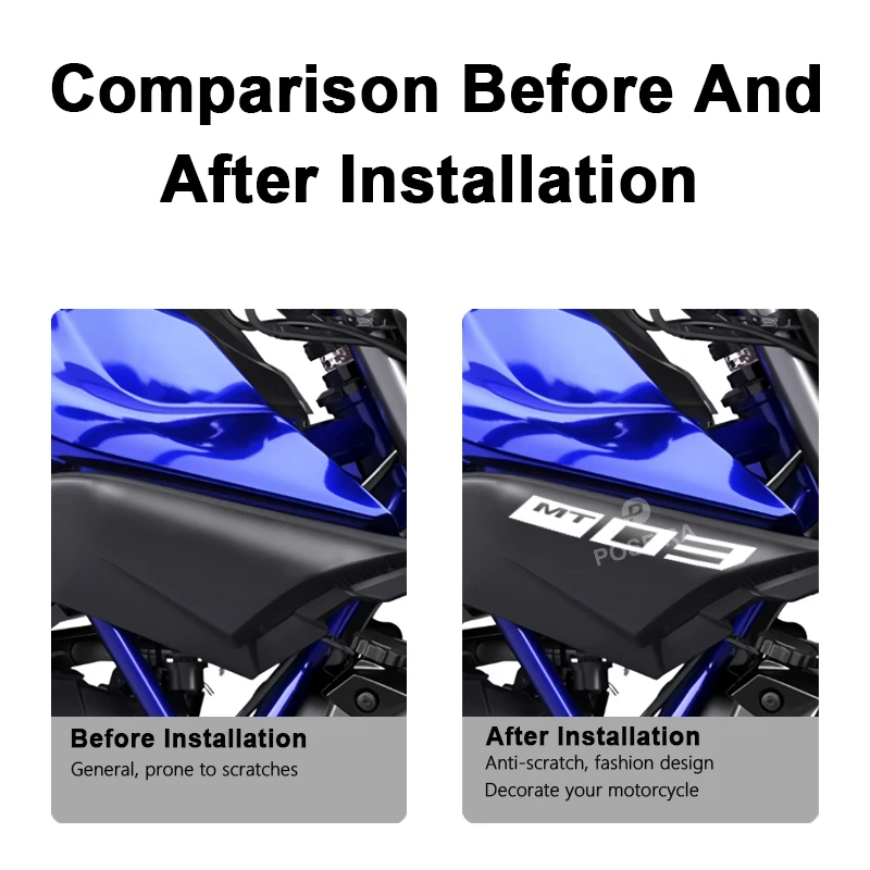 POSFIRA Motorcycle Air Intake Stickers Vinyl Decals for Yamaha MT03 MT 03 2018 2019 MT-03 Motorbike Fairing Sticker Accessories