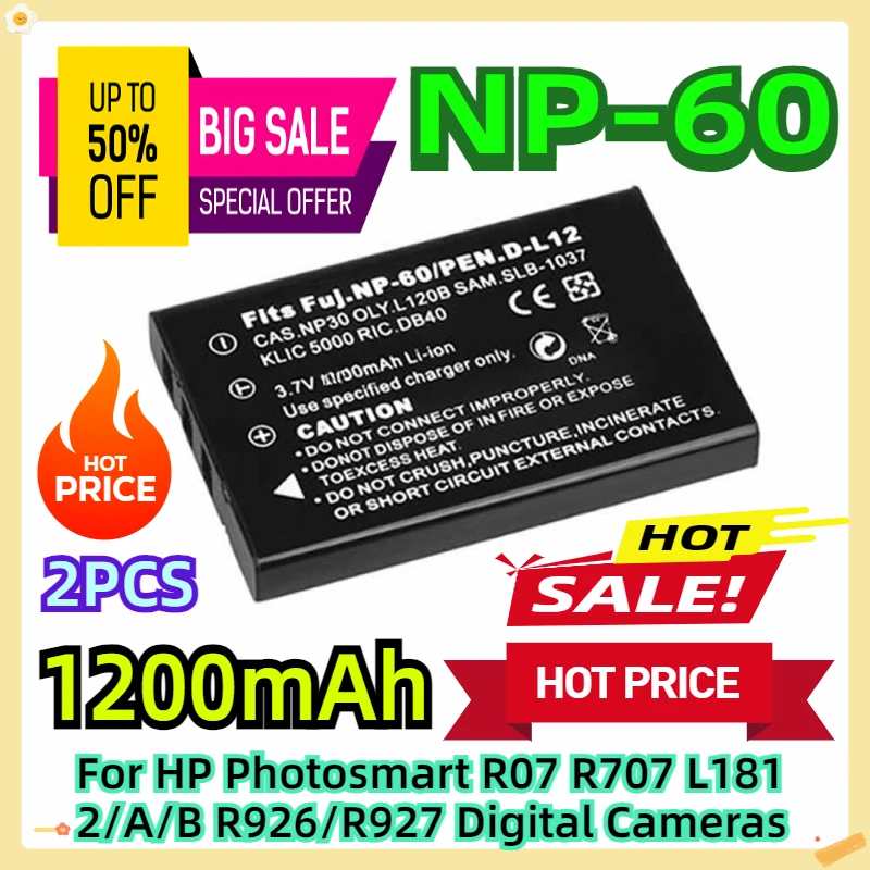 For HP Photosmart R07 R707 L1812/A/B R926/R927 Digital Cameras 2pcs