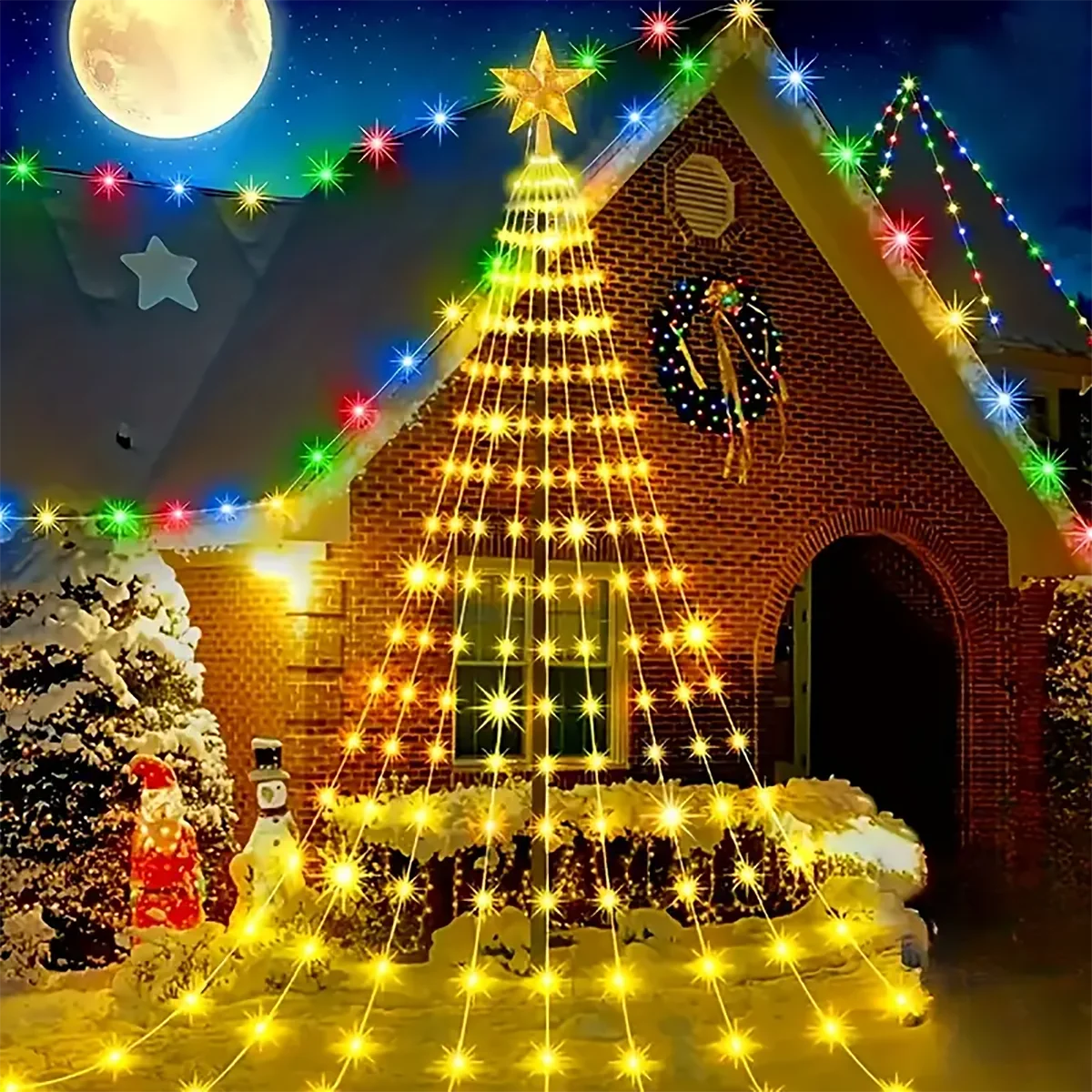 3M/2M Outdoor Christmas Decoration Light String IP67 LED Starry String Lights with Pentagram for Home Party Holiday Lighting
