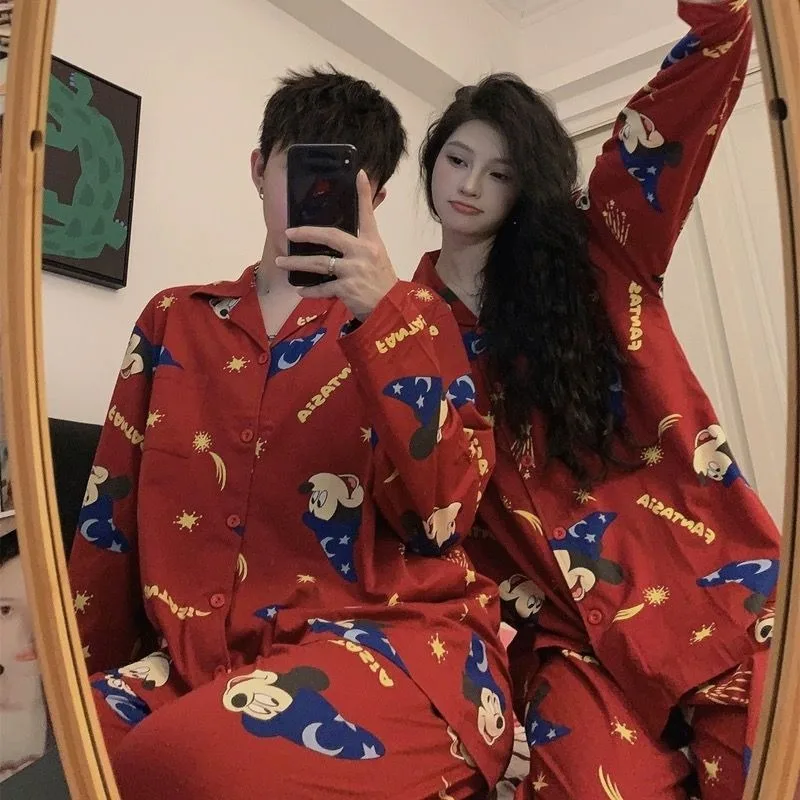 

Disney pajamas, cartoons, Mickey, Donald Duck, couple pajamas, spring and autumn long sleeve trousers, cotton fashion set