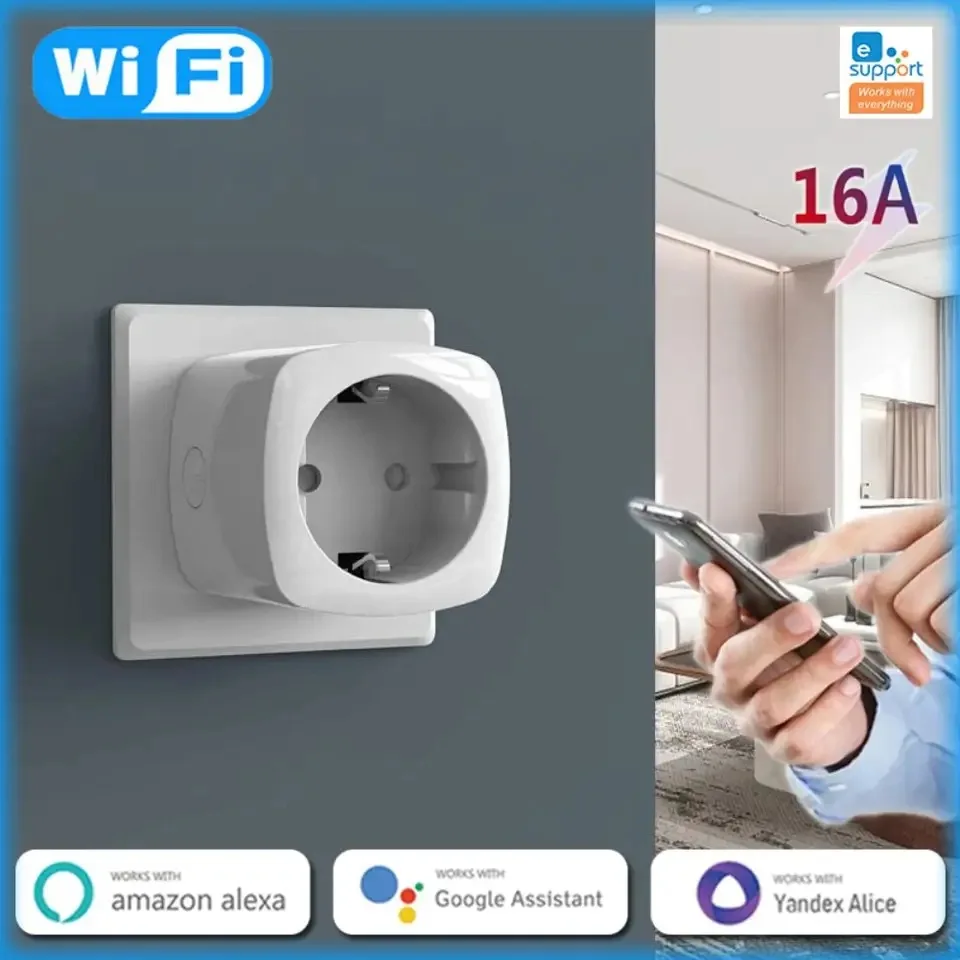 EWeLink EU Smart Socket WiFi Smart Plug With Power Monitoring Timing Voice Control Yandex Alice Маруся Alexa Google Assita