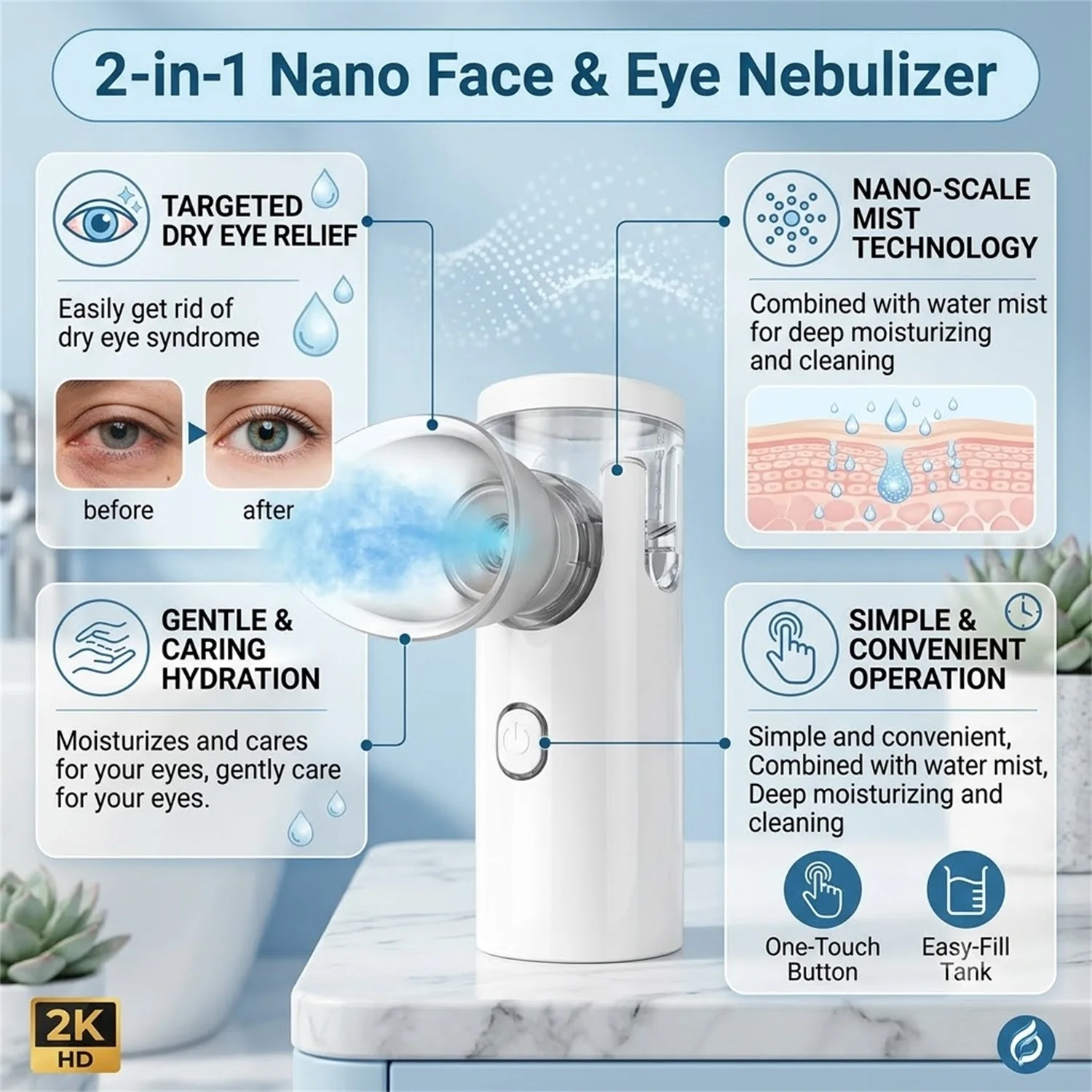 Eye Nano Sprayer Electric Eye Steam Hot Compress Eye Moistening Instrument Eye SPA Washing Face Skin Humidifier Relieve Fatigue