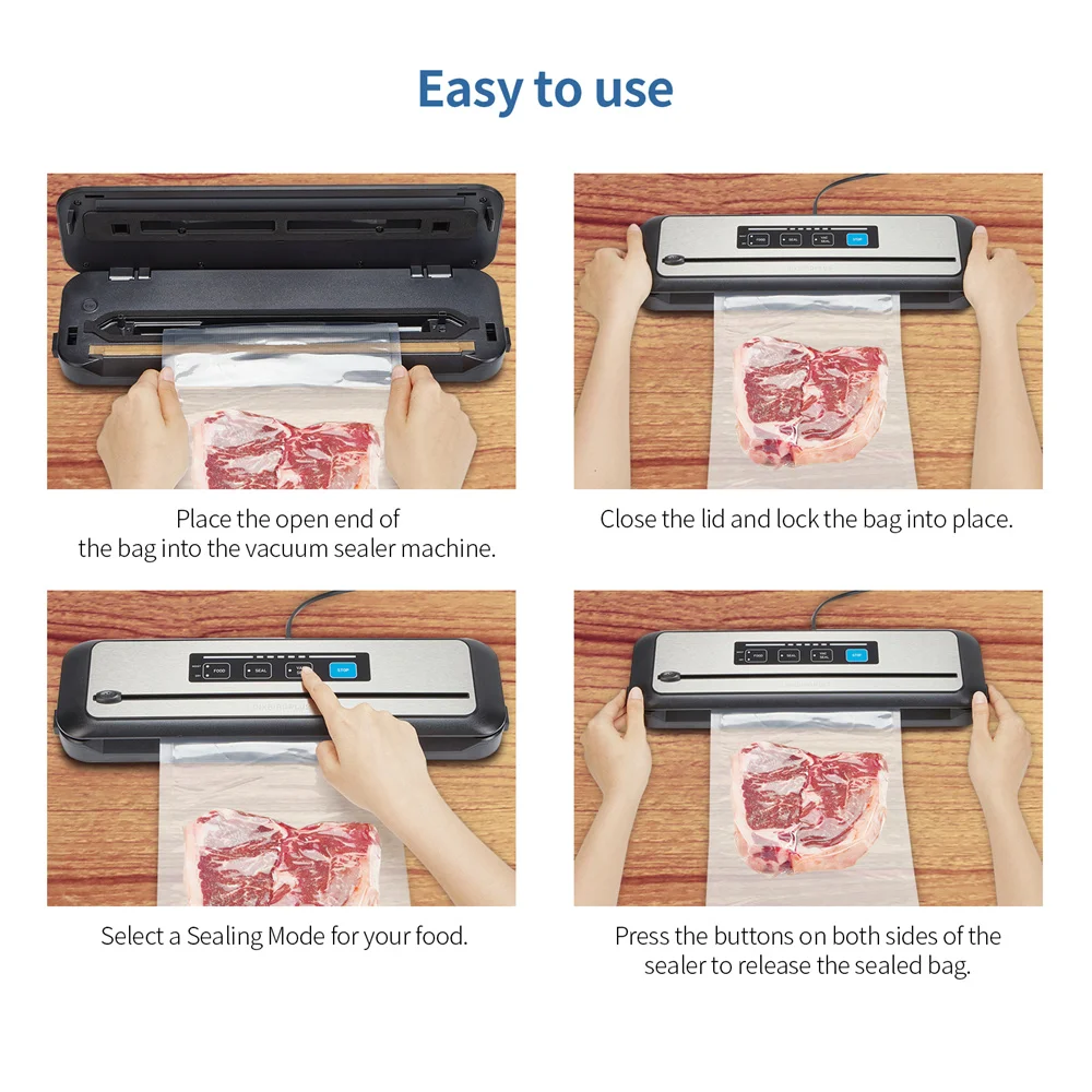 Imagem -06 - Ink- Sealautomático à Vácuo Máquina de Selagem Cortador Embutido Mais Longo Preservation Modos de Selagem Secos e Moist Ink-vs01