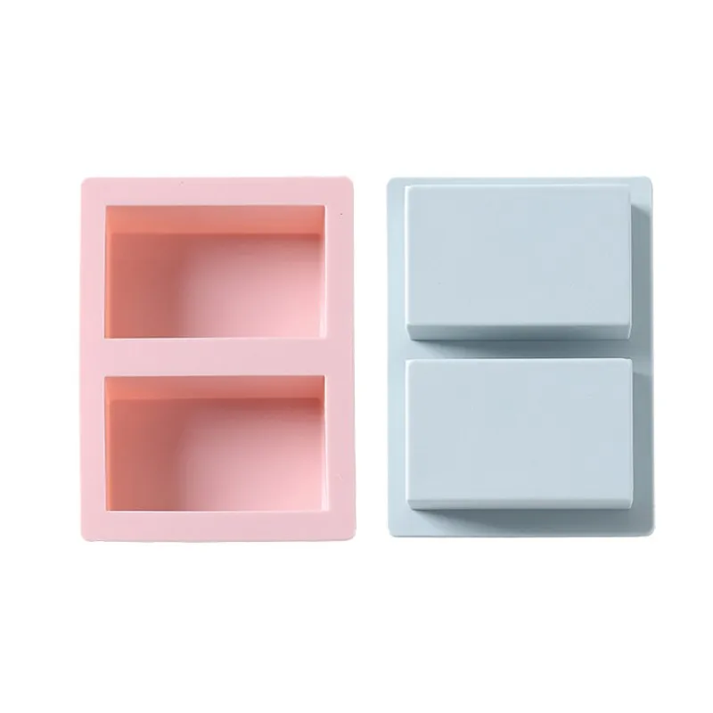 Square Silicone Soap Making Mold DIY 2 Cavities Kawaii Cuboid Handmade Soap Mould