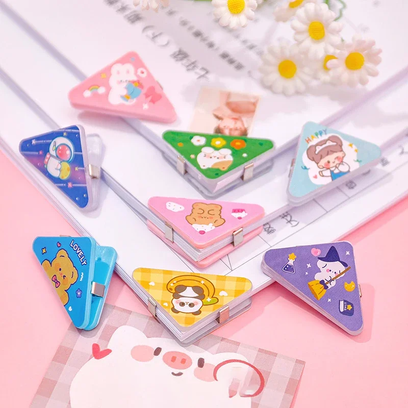 5pcs Ins Cartoon Triangle Corner Clips Kawaii segnalibri graffette indice del libro Photo Clamp Organizer da scrivania per cancelleria coreana