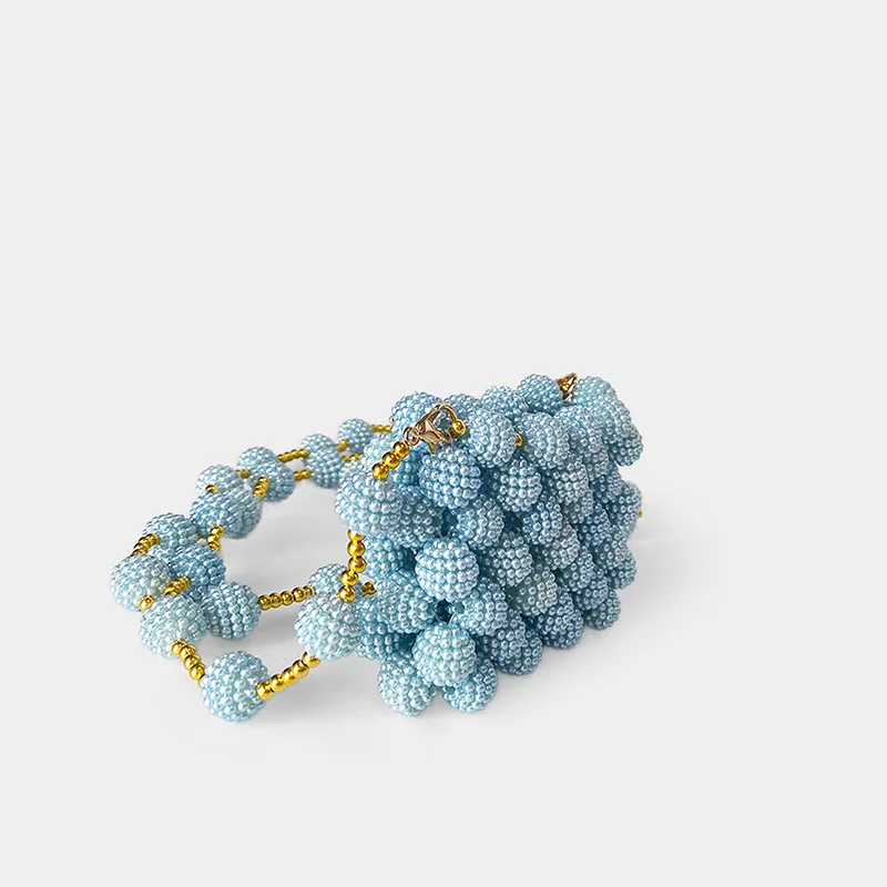 Bolso pequeño con cuentas hecho a mano para mujer, bandolera con perlas, Yangmei, 2024