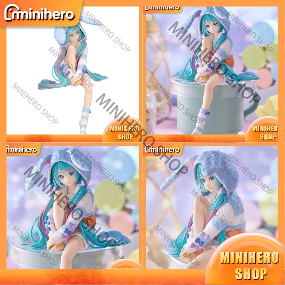 在庫あり-初音ミク-pvcフィギュア-14cm-ボーカロイド-アニメ玩具-ウサギ耳パジャマ-ブルーヌードルストッパー-コレクタブルモデル
