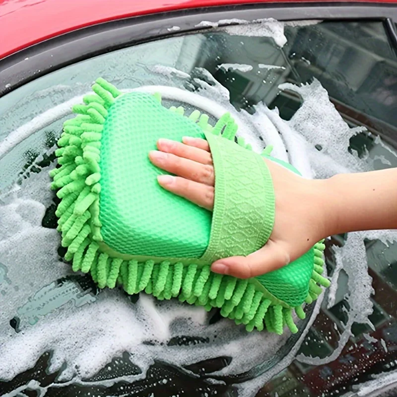 1pcs Car wash gloves, scratch free ultra-fine fiber cleaning sponge, super absorbent ultra-fine fiber waffle towel