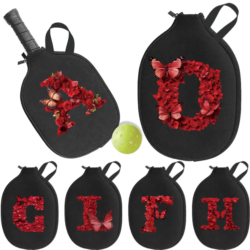 Pick Ball Bag Zippered Racket Organizer Bags Mesh Equipment Handbag Paddle Pouch Protect Rackets Red Rose Printed Series