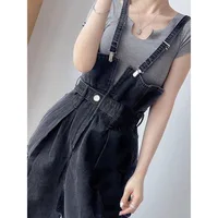 Women's Summer Adjustable Straps Cargo Pocket Denim  Non-Stretch High Waist Wide Leg Casual Vintage Y2K Streetwear Jumpsuit - Image 4