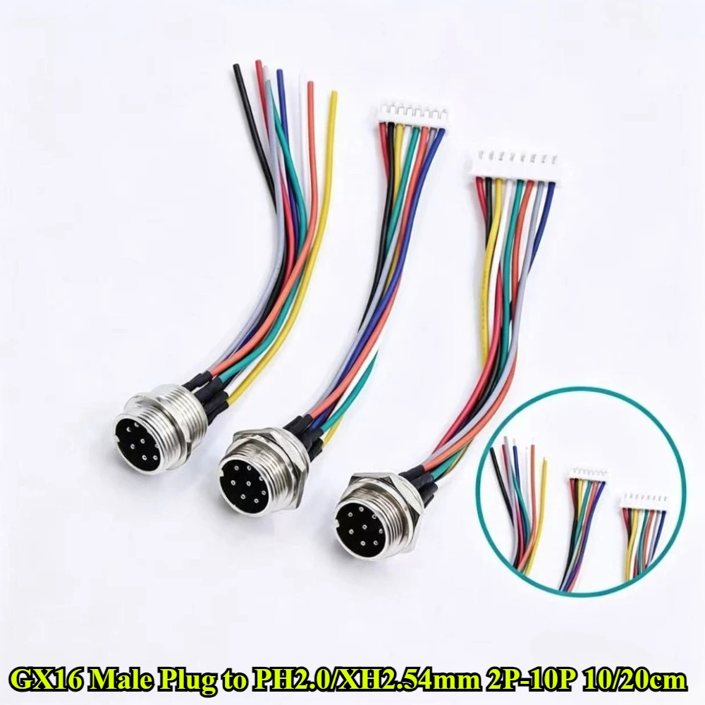 GX16 Aviation Plug To PH2.0/XH2.54mm Terminal Cable 2/3/4/5/6/7/8/9/10Pin Male Adapter Cable Connector Extension Wire 10/20CM