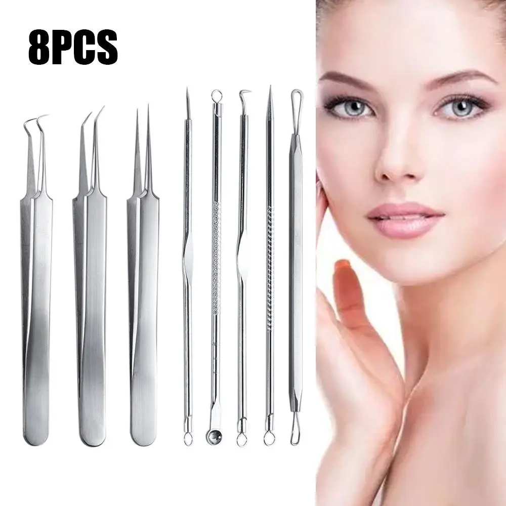 Extractor Facial Pore Cleaner Tweezer Stainless Steel Face Care Tool Pimple Removing Blackhead Removing Skin Care Tool Kit