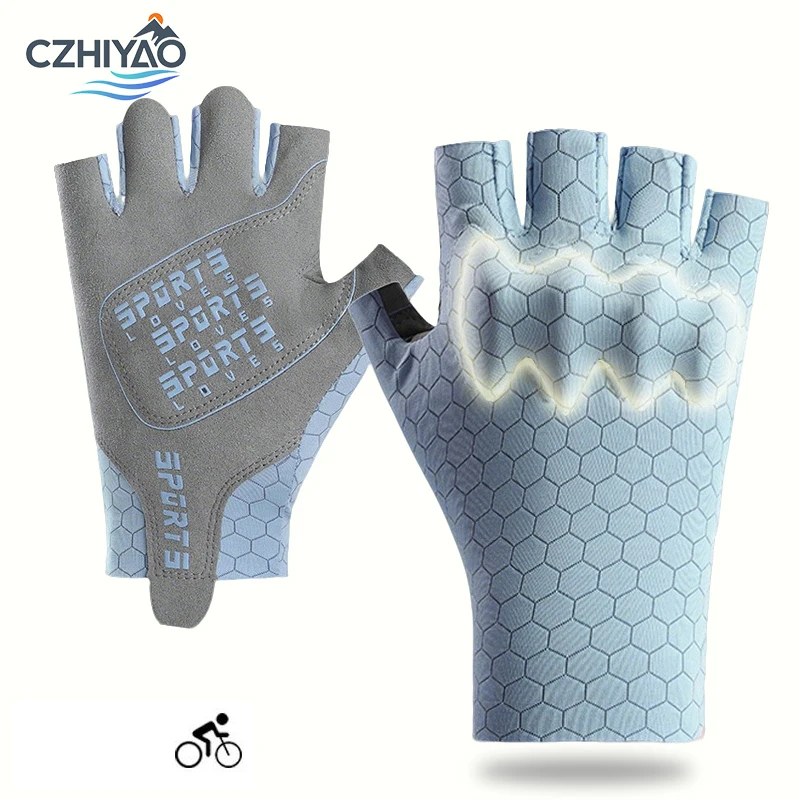 

CZHIYAO Half Finger Cycling Gloves for Women Men Lightweight Breathable Ice Silk Thick Pad Anti-Slip Anti-Cocoon Bicycle Gloves