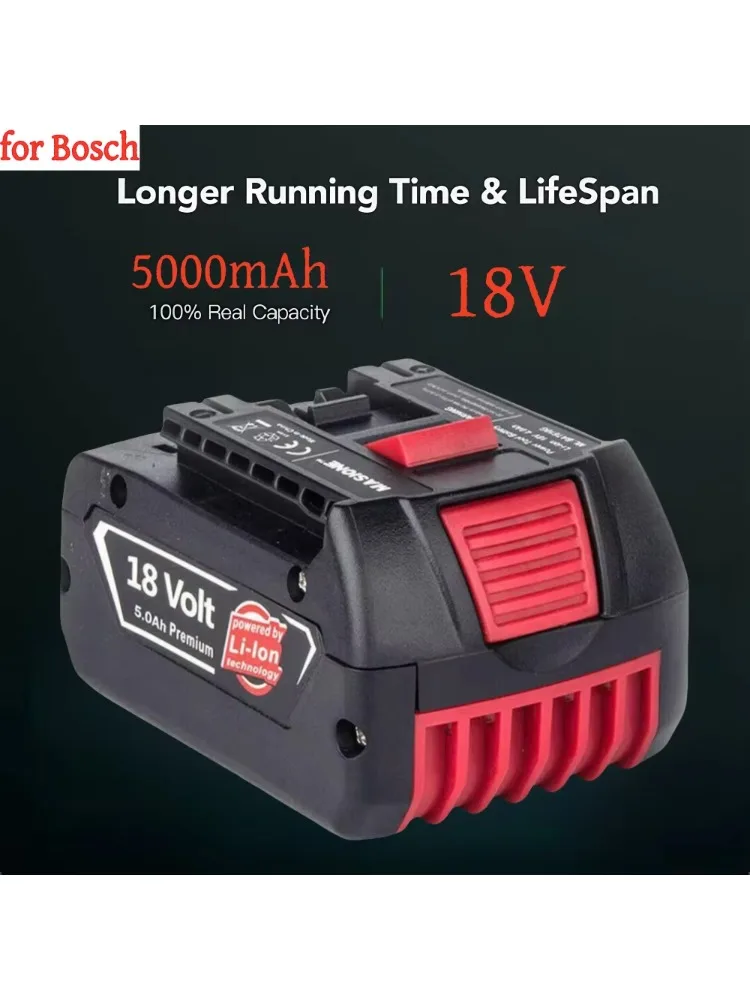 5000mAh 18V vervangende batterij compatibel voor Bosch BAT609 BAT618 BAT614 5Ah Li-ion boormachine batterij. - afbeelding 2