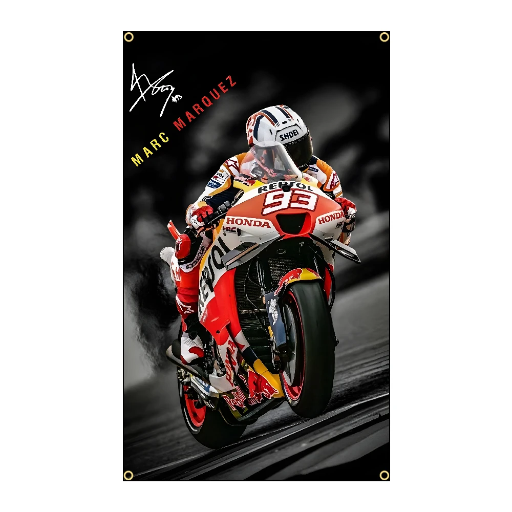 3x5Ft 90x150 سنتيمتر M-Marquez 93 دراجة نارية العلم البوليستر الطباعة راية للمرآب جدار الفن خارج الباب الديكور مع جروميت #3