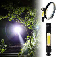 LED Flashlight Ultra Bright Waterproof COB Light 90 Degree Twist Rotary Clip USB Rechargeable Super Bright 5 Modes LED Torch