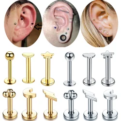 1PC Stainless Steel Ball Star Heart Moon Labret Piercing for Women Stud Earring Lobe Helix Trague Conch Piercing Body Jewelry