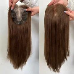 Extensiones de Cabello para mujer, pelo virgen europeo liso sin capas, parte superior de encaje frontal transpirable, Clips en extensiones de cabello, #4