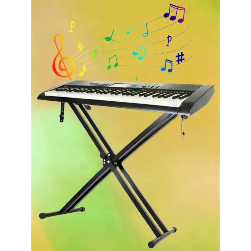 Image 5: Support de Piano à Double Tube de Style X, support de clavier pliable en métal épais et robuste pour Piano numérique 61 76 88 touches