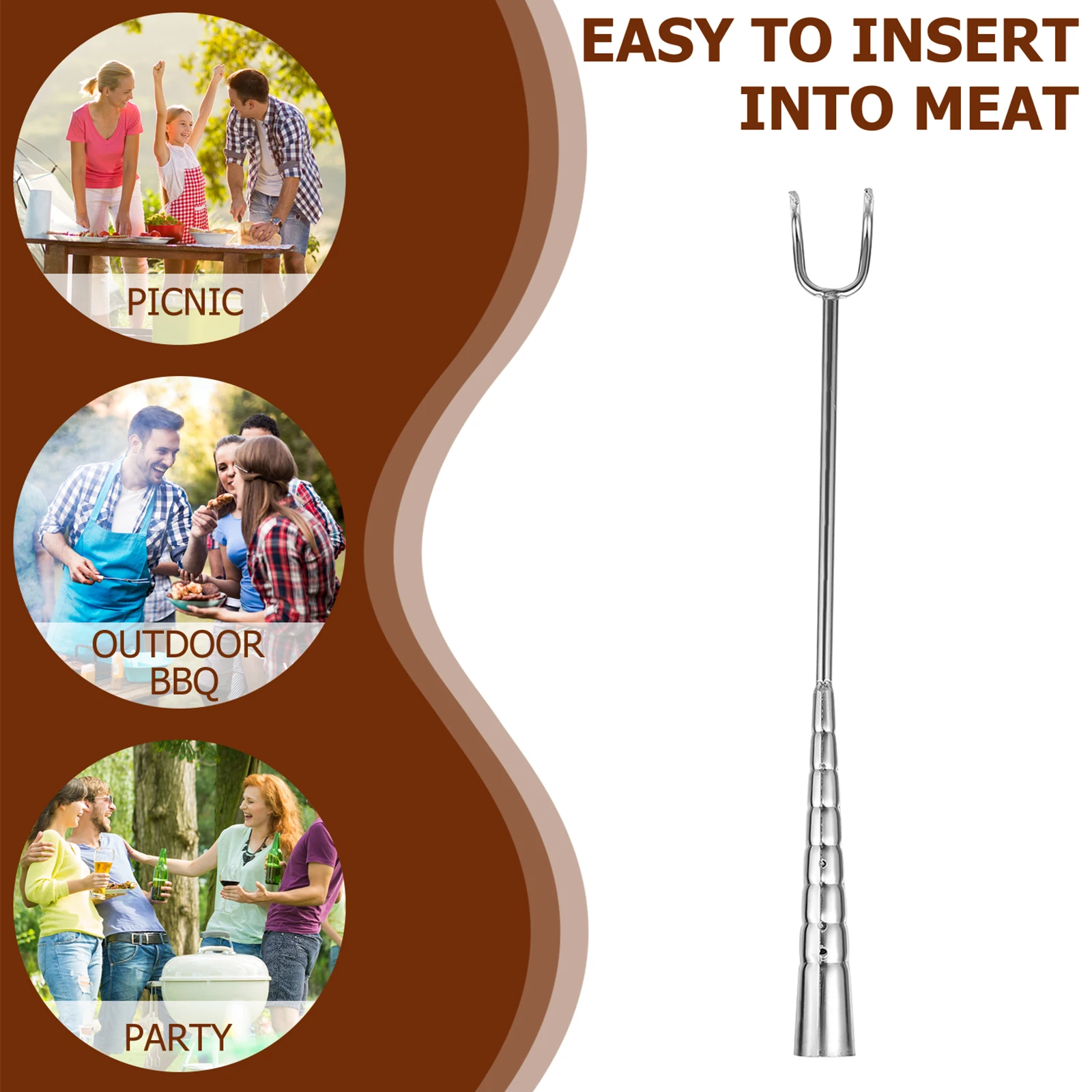 

Hook up Stainless Steel Meat Butcher Hooks Grill Spatula for Outdoor Steak Flipper